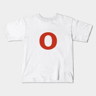 Letter o in Red Text Minimal Typography Kids T-Shirt